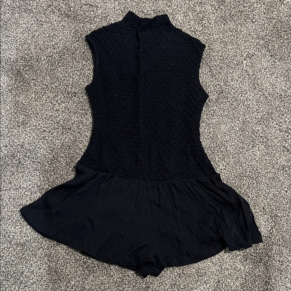 Anthropologie Black Textured Short Romper Medium